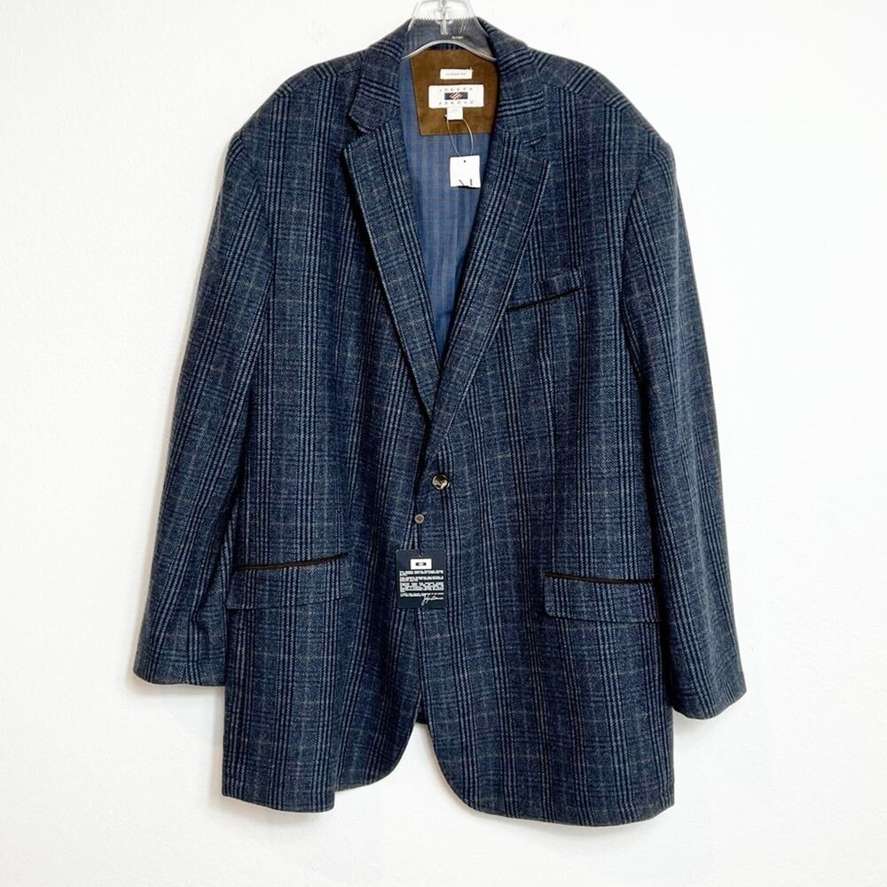 JOSEPH ABBOUD BLUE AND BROWN WOOL BLAZER BUTTON MEN COAT SIZE 2X BRAND NEW
